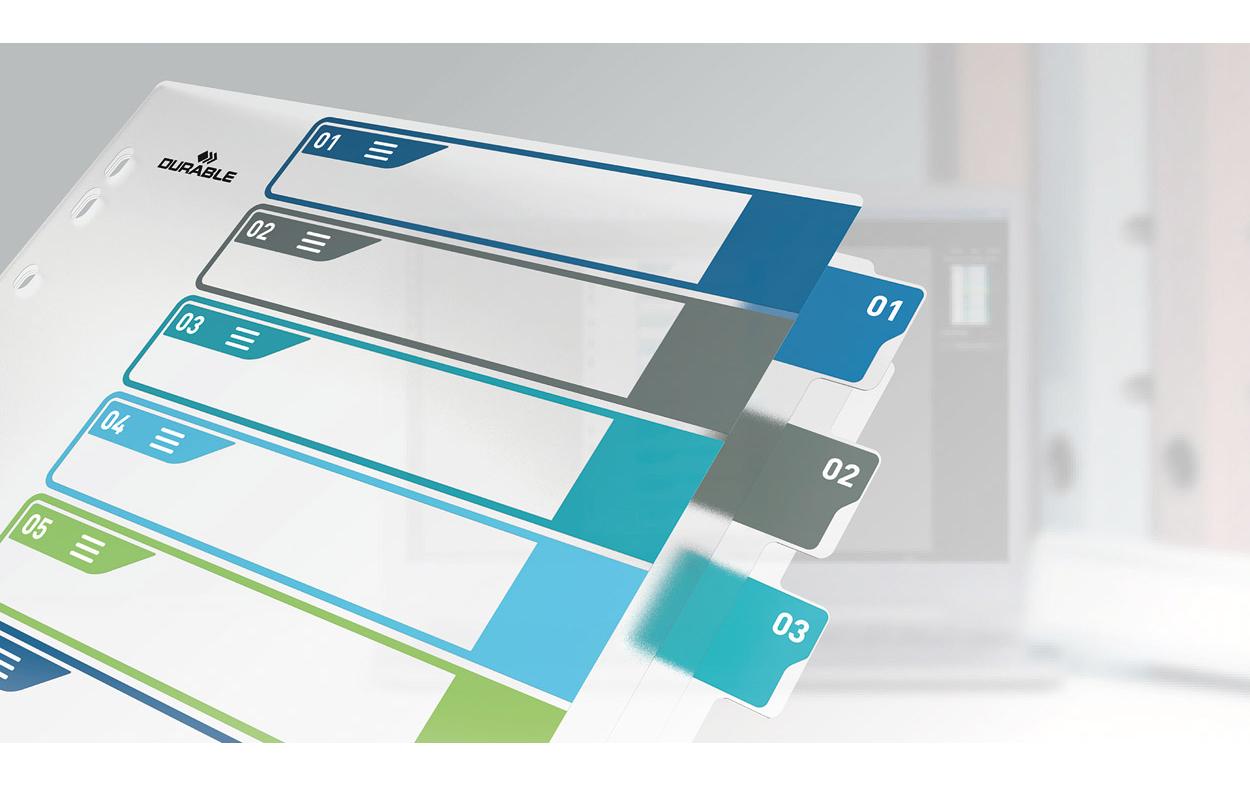 Durable Register A4+ Überbreit Hoch – Nummeriert 1–10, 10 Taben, Mehrfarbiges PP, mit Indexblatt