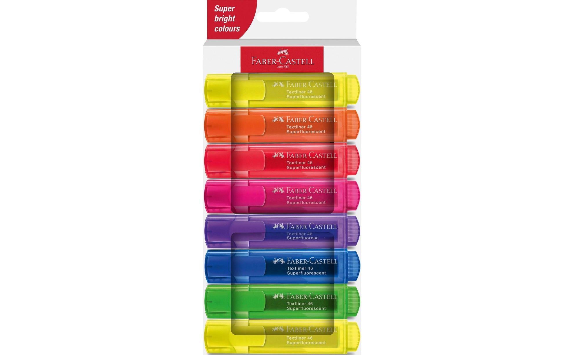 Faber-Castell Textliner 46 Textmarker – 8er Set, Farben sortiert, Keilspitze 1–5 mm, nachfüllbar