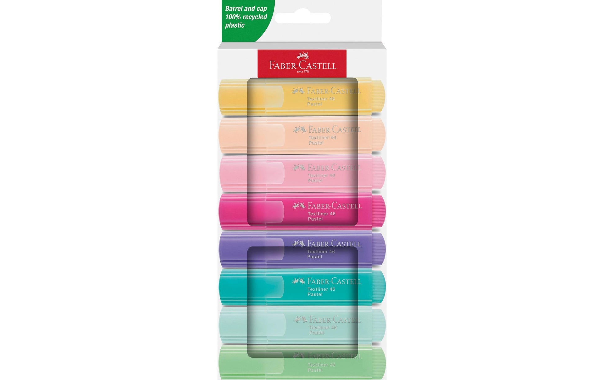 Faber-Castell 46 Textmarker Set 8 Farben Pastell – Keilspitze, 1–5 mm, nachfüllbar
