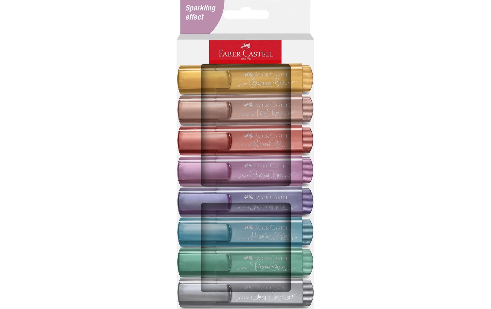 Faber-Castell Textmarker – 8er Set, Farben sortiert, Keilspitze 1–5 mm