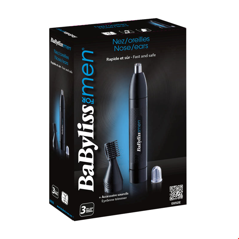 BaByliss Nasen- & Ohrtrimmer E652E – batteriebetrieben, inkl. 1 AA-Batterie – schwarz