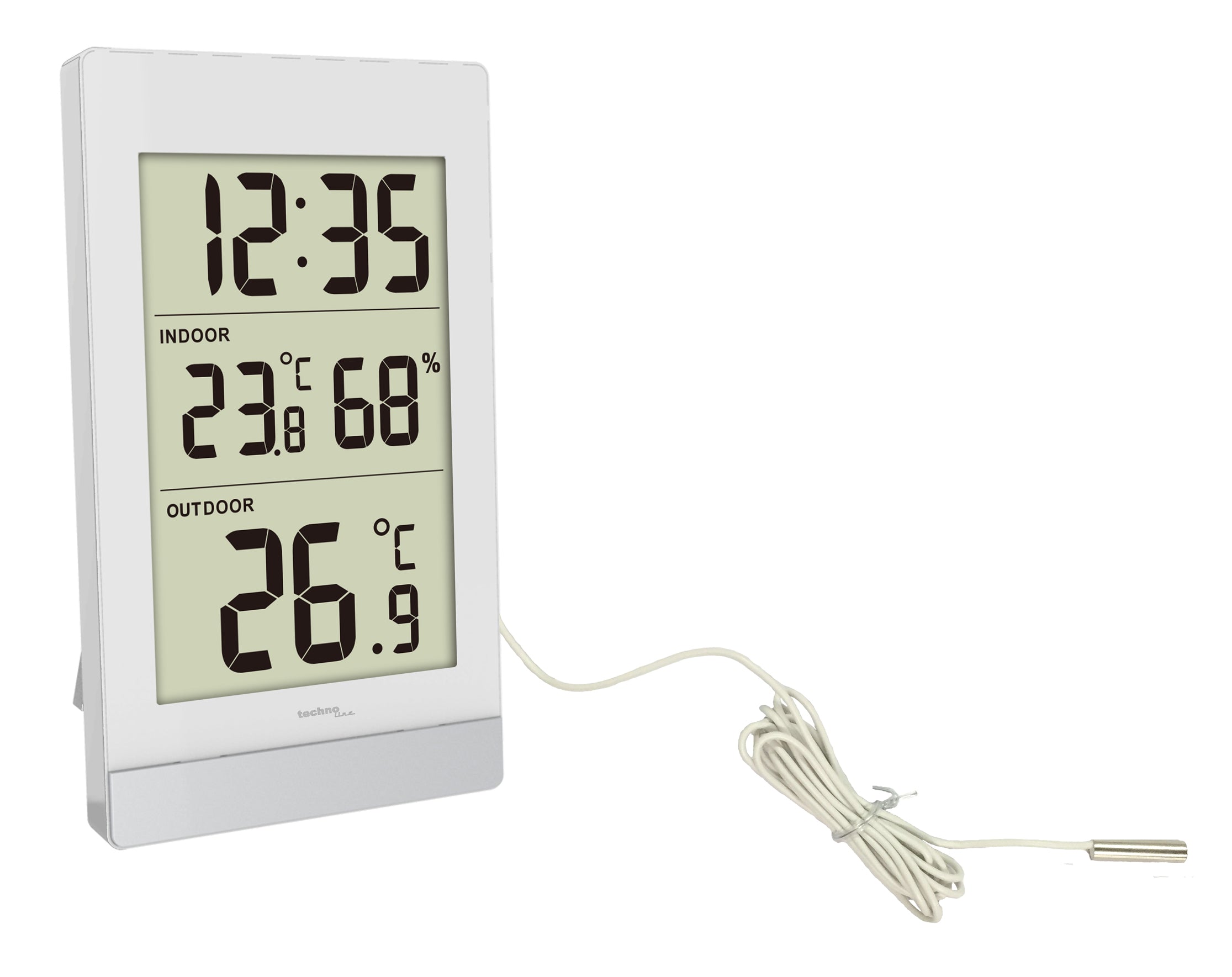 Technoline WS7039 – Wetterstation, innen/aussen, Hygrometer & Thermometer, inkl. Aussensensor – Silber/Weiss