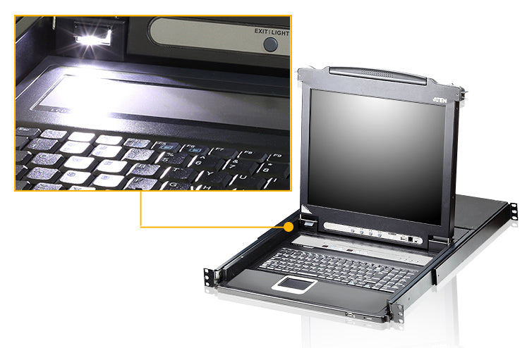 ATEN KVM-Switch 8-Port, USB, 1280 × 1024, 19" LCD (1U Rack)