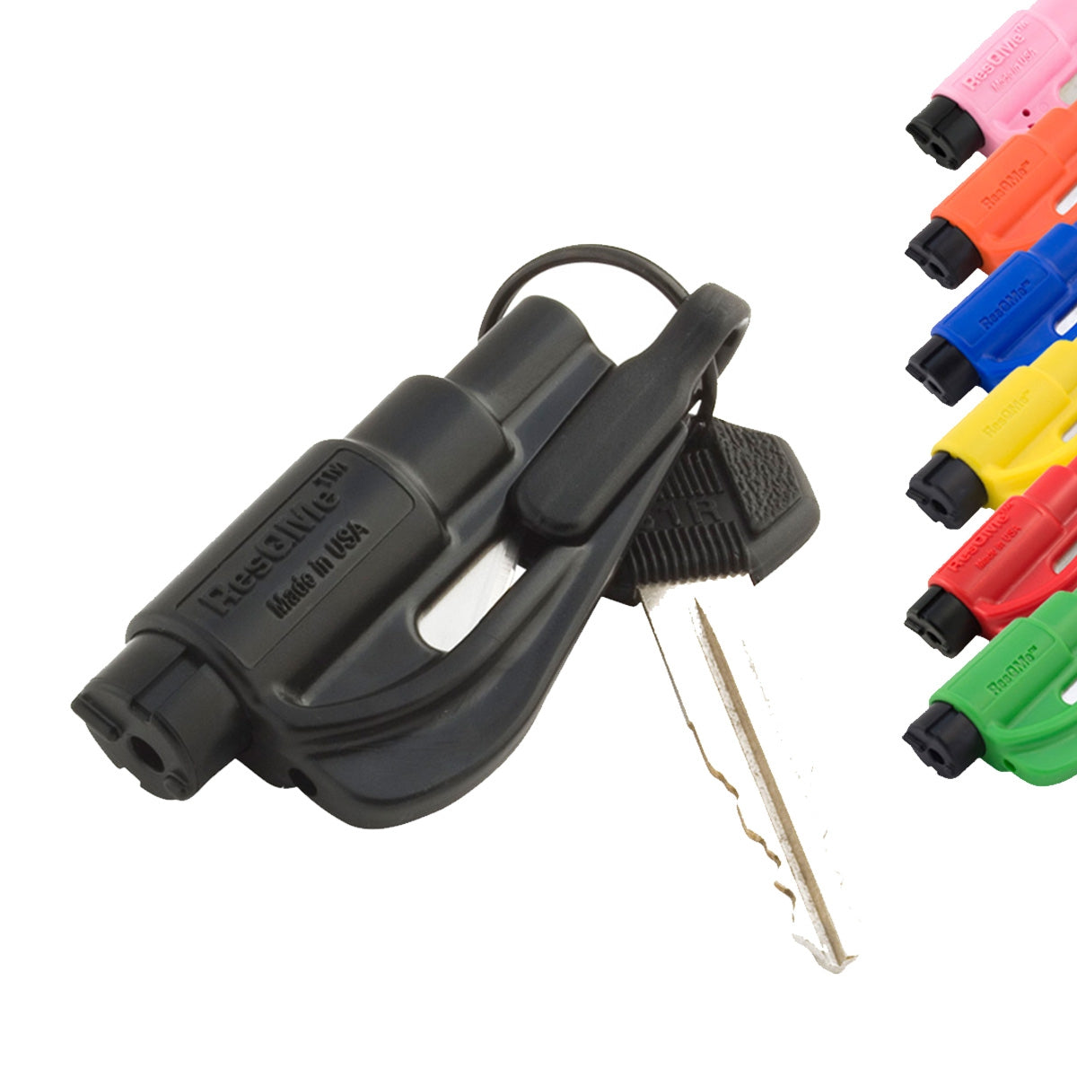KH Security Nothammer-Schlüsselanhänger Resqme – Schwarz, 72 × 33 × 15 mm