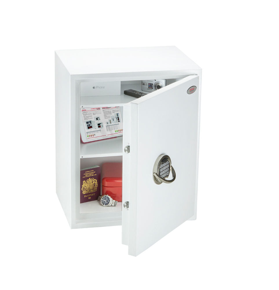 Phoenix Safe Co. Phoenix Tresor FORTRESS II SS1183E – Elektronikschloss – 43 l – Einbruchschutzklasse S2 – Bodenmontage – Weiss