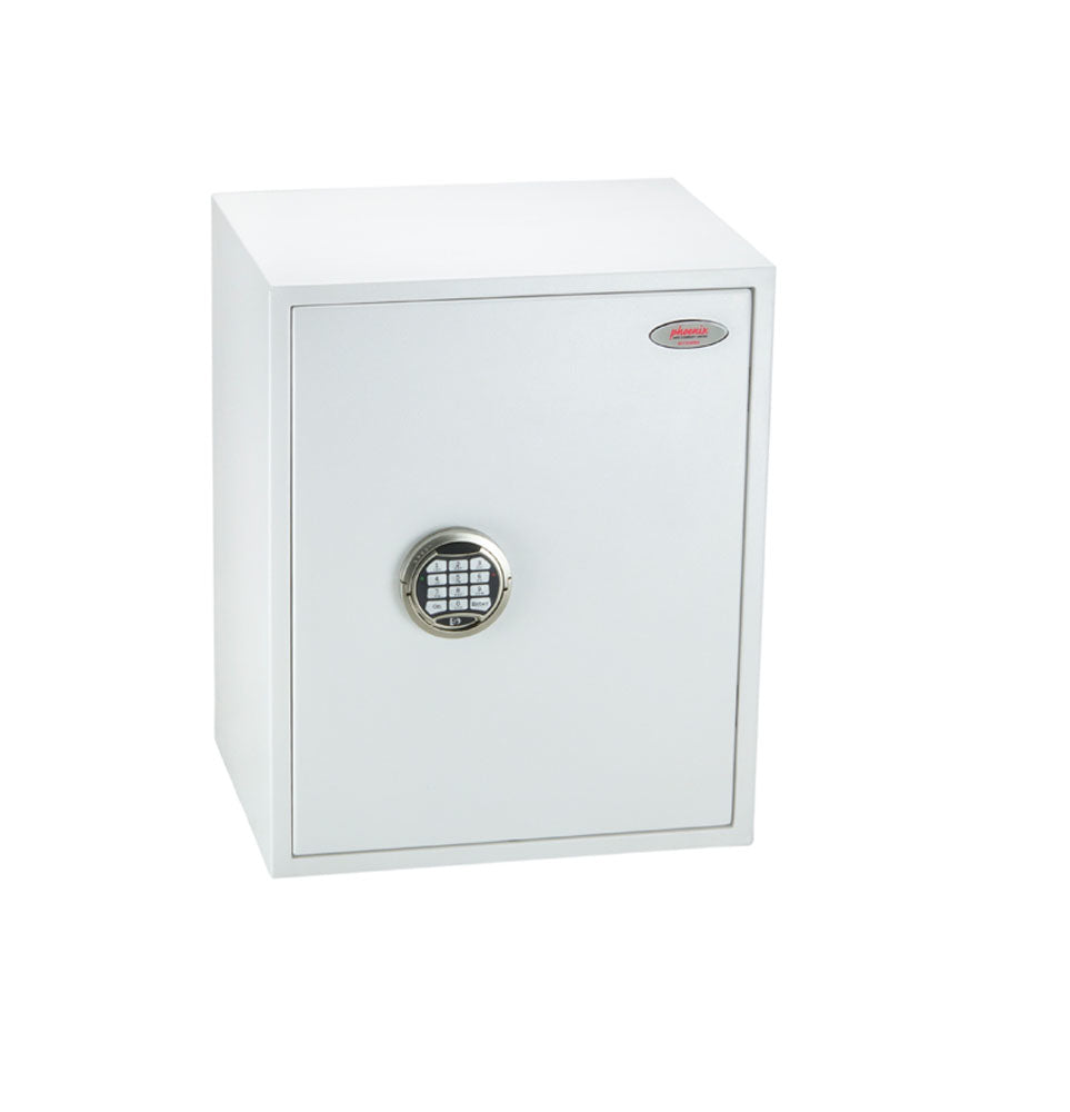 Phoenix Safe Co. Phoenix Tresor FORTRESS II SS1183E – Elektronikschloss – 43 l – Einbruchschutzklasse S2 – Bodenmontage – Weiss