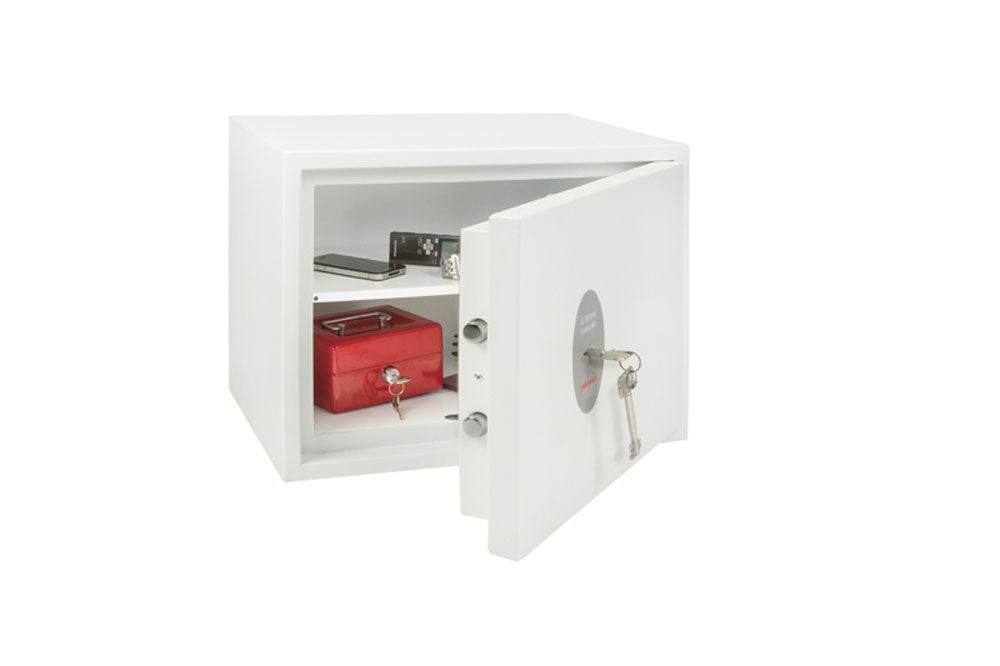 Phoenix Safe Co. Phoenix Tresor FORTRESS II SS1182K – Schlüsselschloss – 25 l – Einbruchschutzklasse S2 – Bodenmontage – Weiss