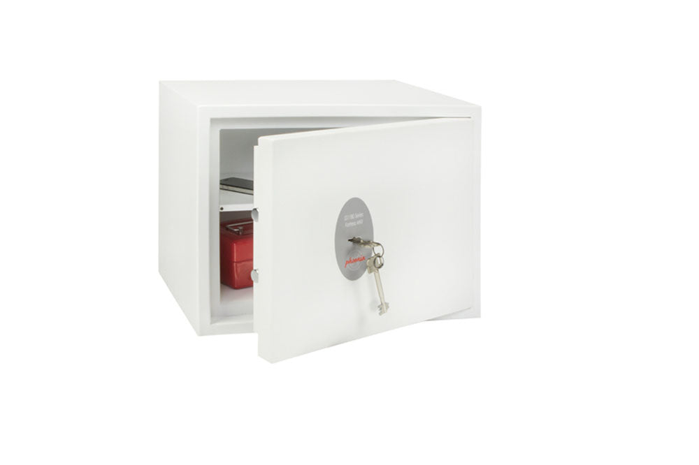 Phoenix Safe Co. Phoenix Tresor FORTRESS II SS1182K – Schlüsselschloss – 25 l – Einbruchschutzklasse S2 – Bodenmontage – Weiss
