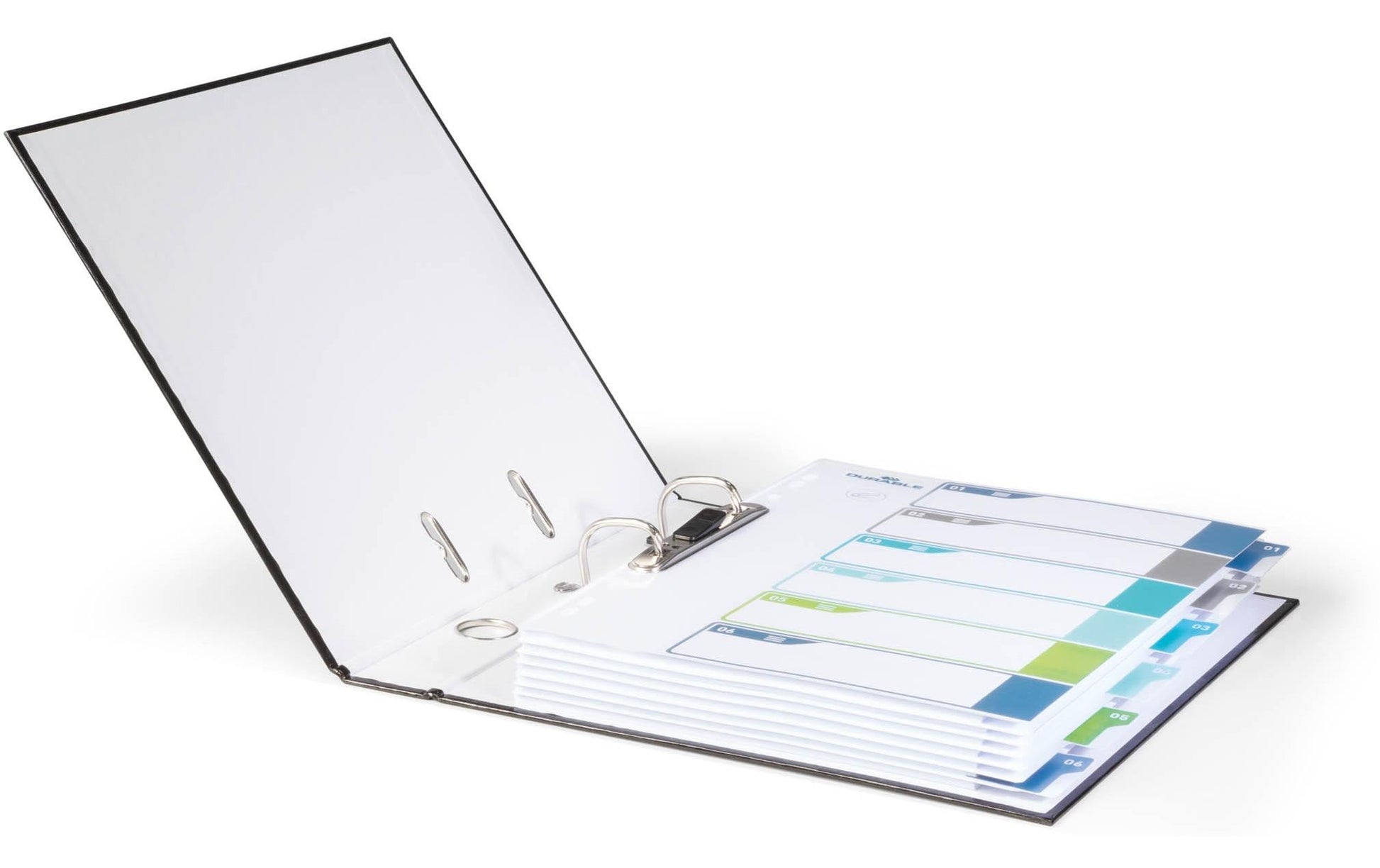 Durable Register A4+ Überbreit – Blanko 1–6, PP Mehrfarbig, Universallochung, Transparentes Frontblatt