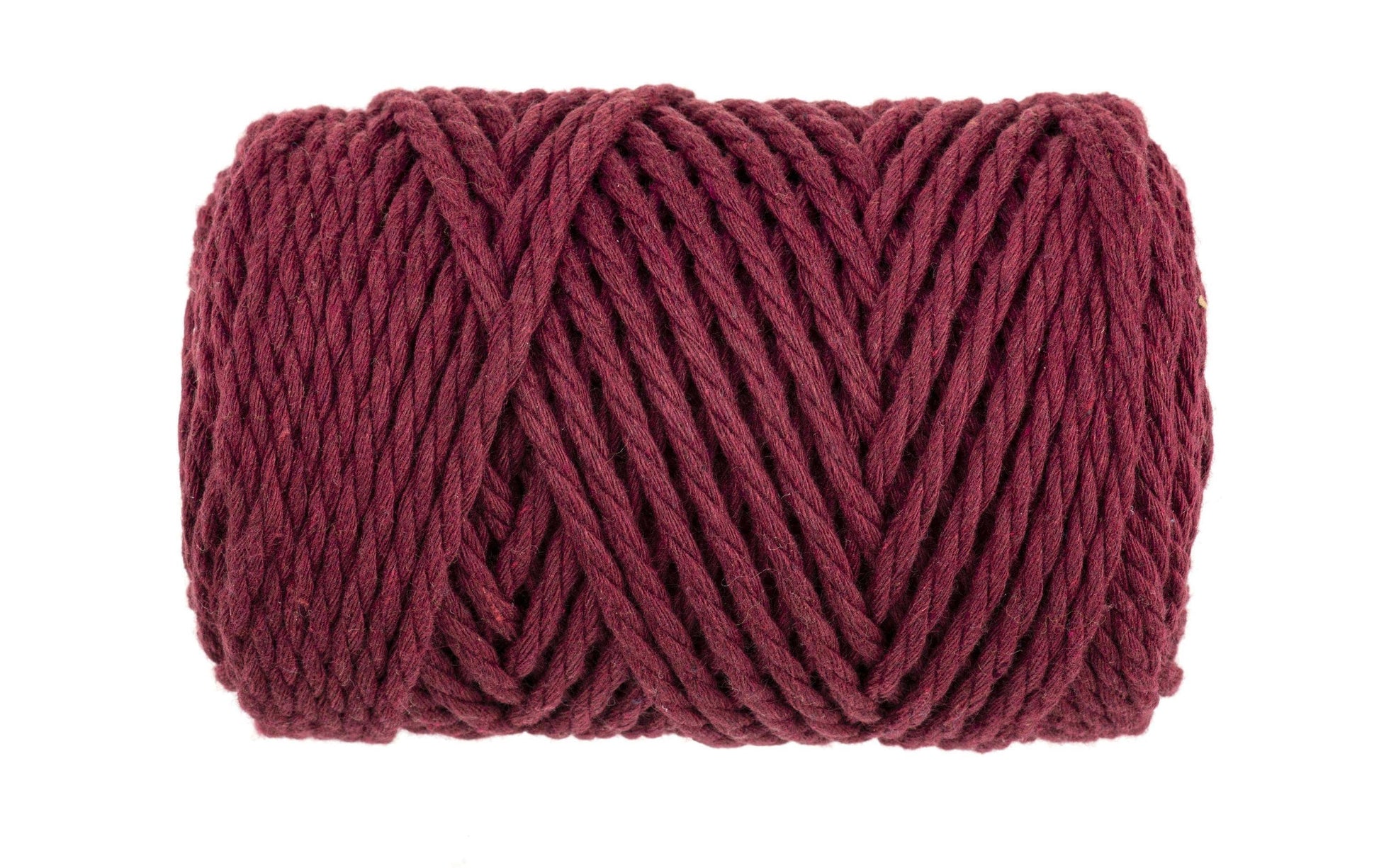 GLOREX Gedrehte Makramee-Kordel Bordeaux – Ø 3 mm, 259 g, 63 m, Wolle, 1 Stk.