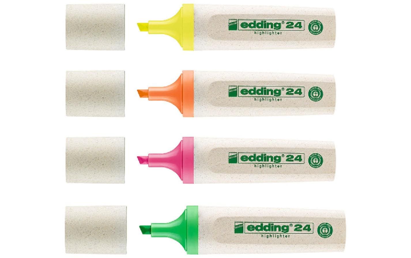 Edding 24 EcoLine Textmarker Set 4 Farben – Keilspitze, 2–5 mm, nachfüllbar, Blauer Engel