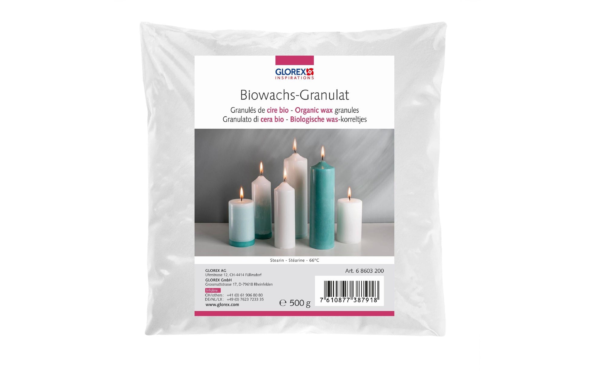 GLOREX Wachs, Biowachs-Granulat, Weiss, 500 g, 1 Stk.
