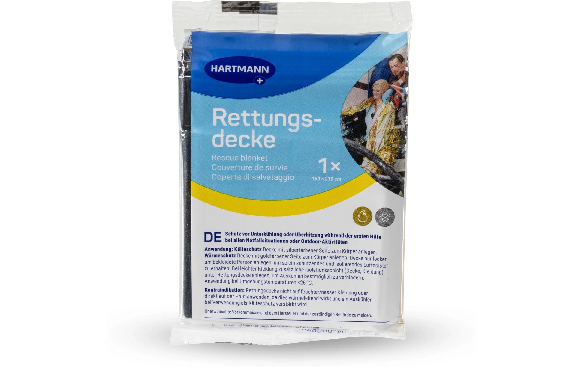 Hartmann Rettungsdecke – 160 × 210 cm, silber/gold