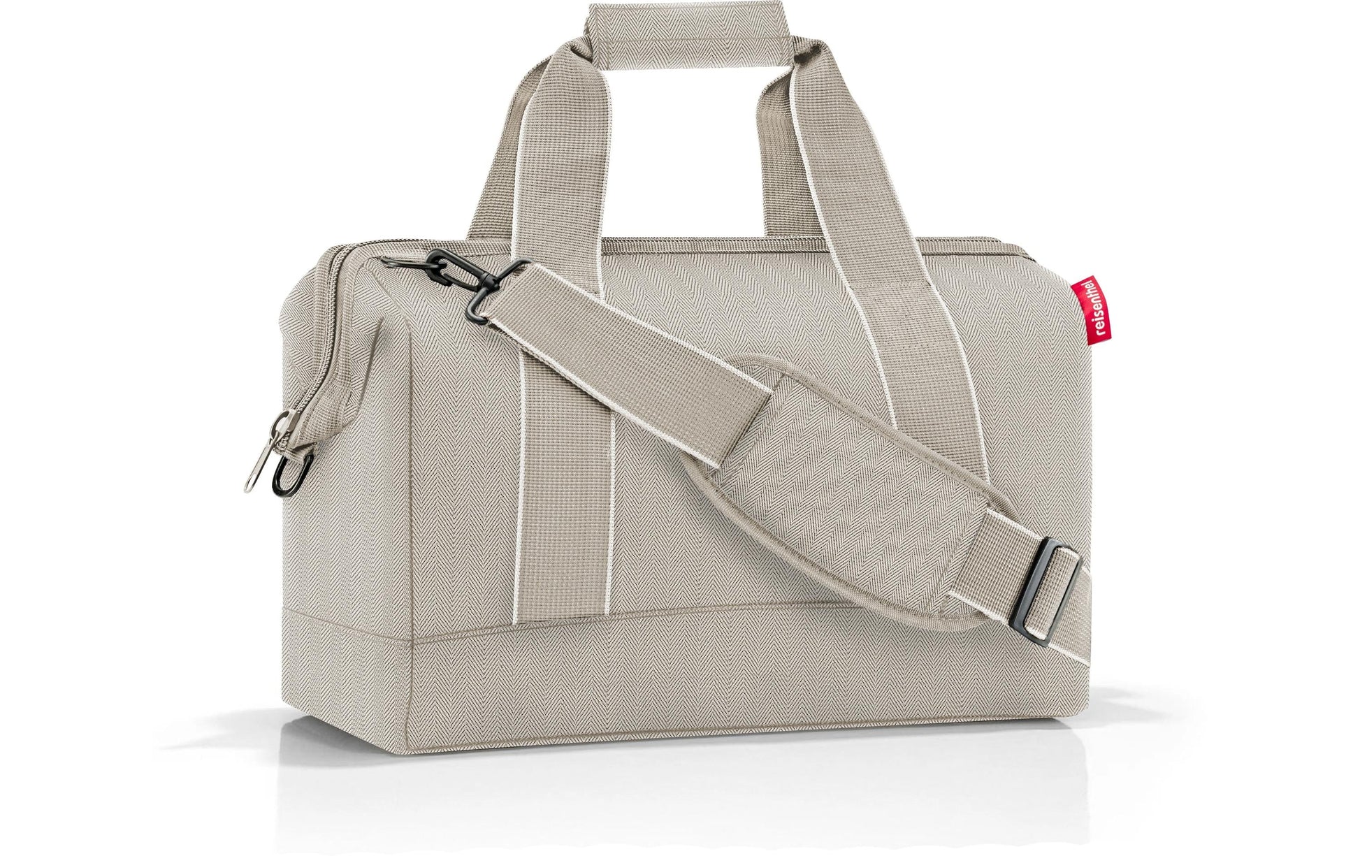 Reisenthel Umhängetasche Allrounder M – 18 l, Polyester, Herringbone Sand, 40 × 33,5 × 24 cm