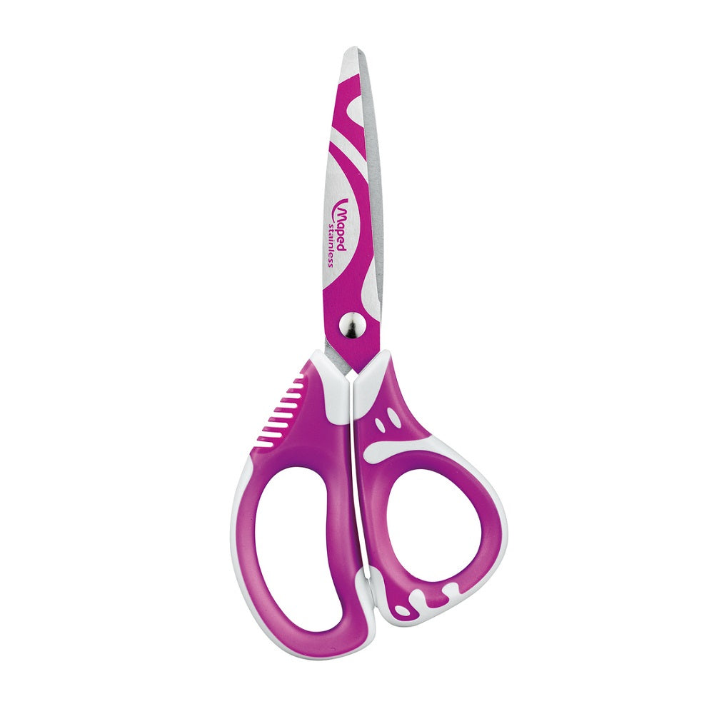 Maped Zenoa Fit Kinderschere, für Rechts- und Linkshänder – Stahl, Softgrip, farbig sortiert, 24 Stk.
