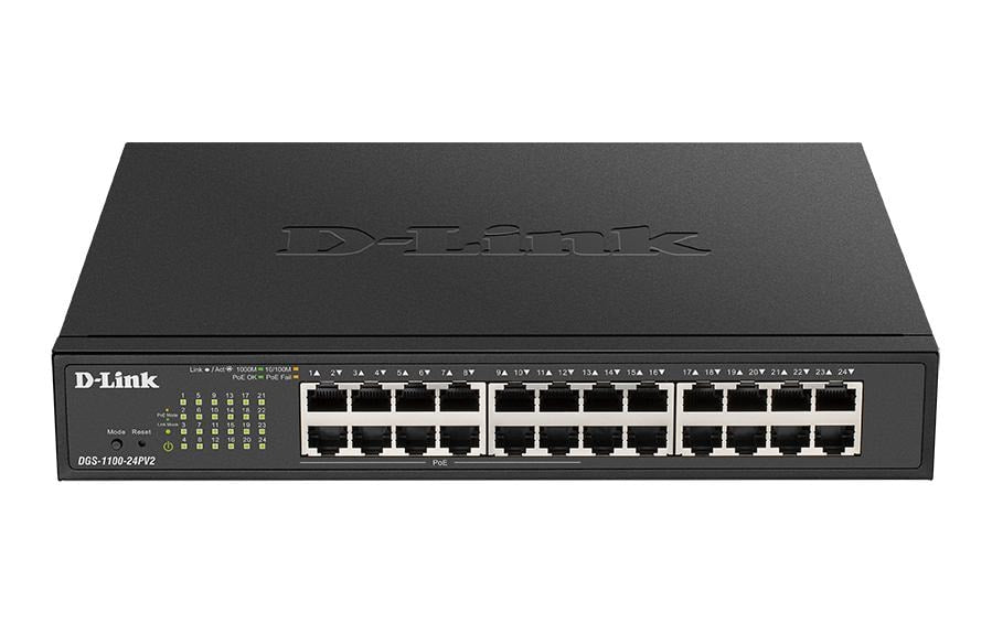 D-Link DGS-1100-24PV2 – Managed Switch – 24×GbE, L2, PoE+ 100 W, 1U