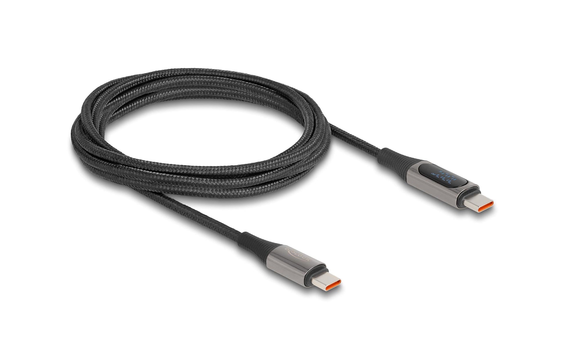 DeLOCK USB-C auf USB-C Kabel – USB 2.0 (480 Mbit/s) – 2 m – PD 100 W – Geflochten – Schwarz
