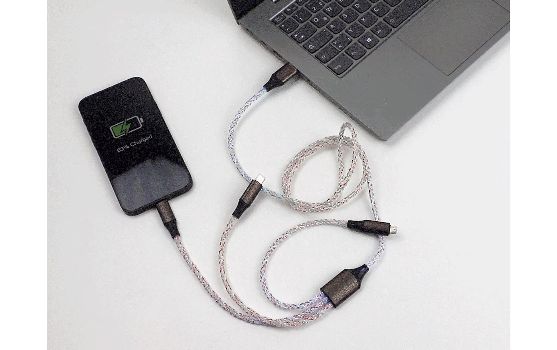 DeLOCK Multi-Kabel – 3-in-1 USB-A auf USB-C/Micro-USB/Lightning 1,2 m, leuchtend – für iPhone/Android