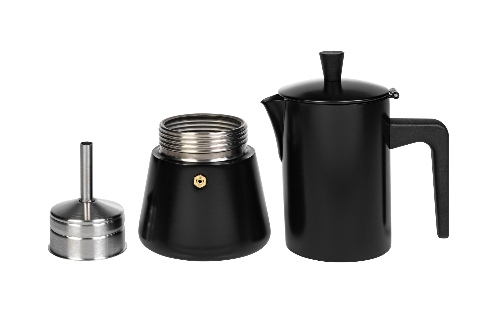 Furber. Furber – Mokka-Kanne 300 ml, Ø 10,5 × 22,5 cm, Edelstahl, Schwarz, für Induktion