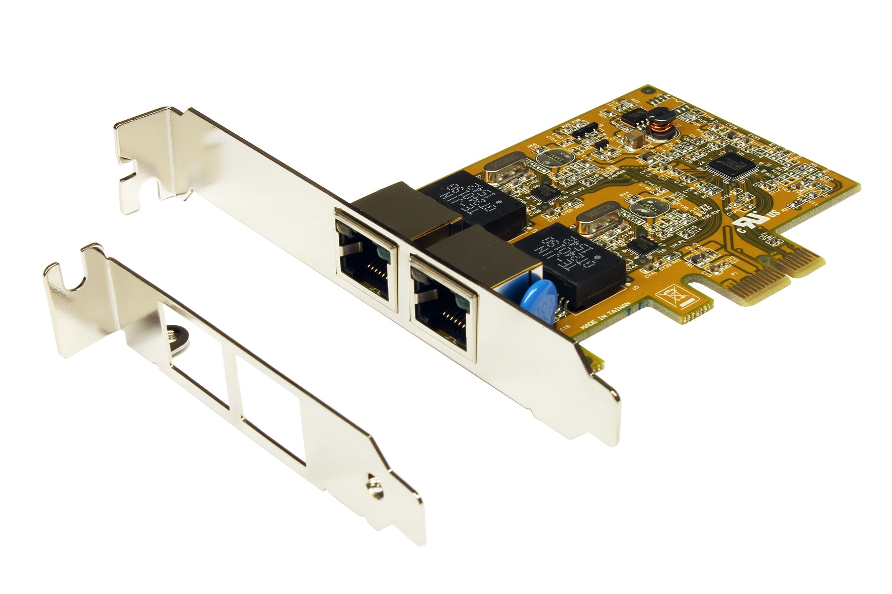 EXSYS EX-6072-3 Gigabit-Karte – PCIe x1, 2× RJ-45, für Windows, Linux, macOS
