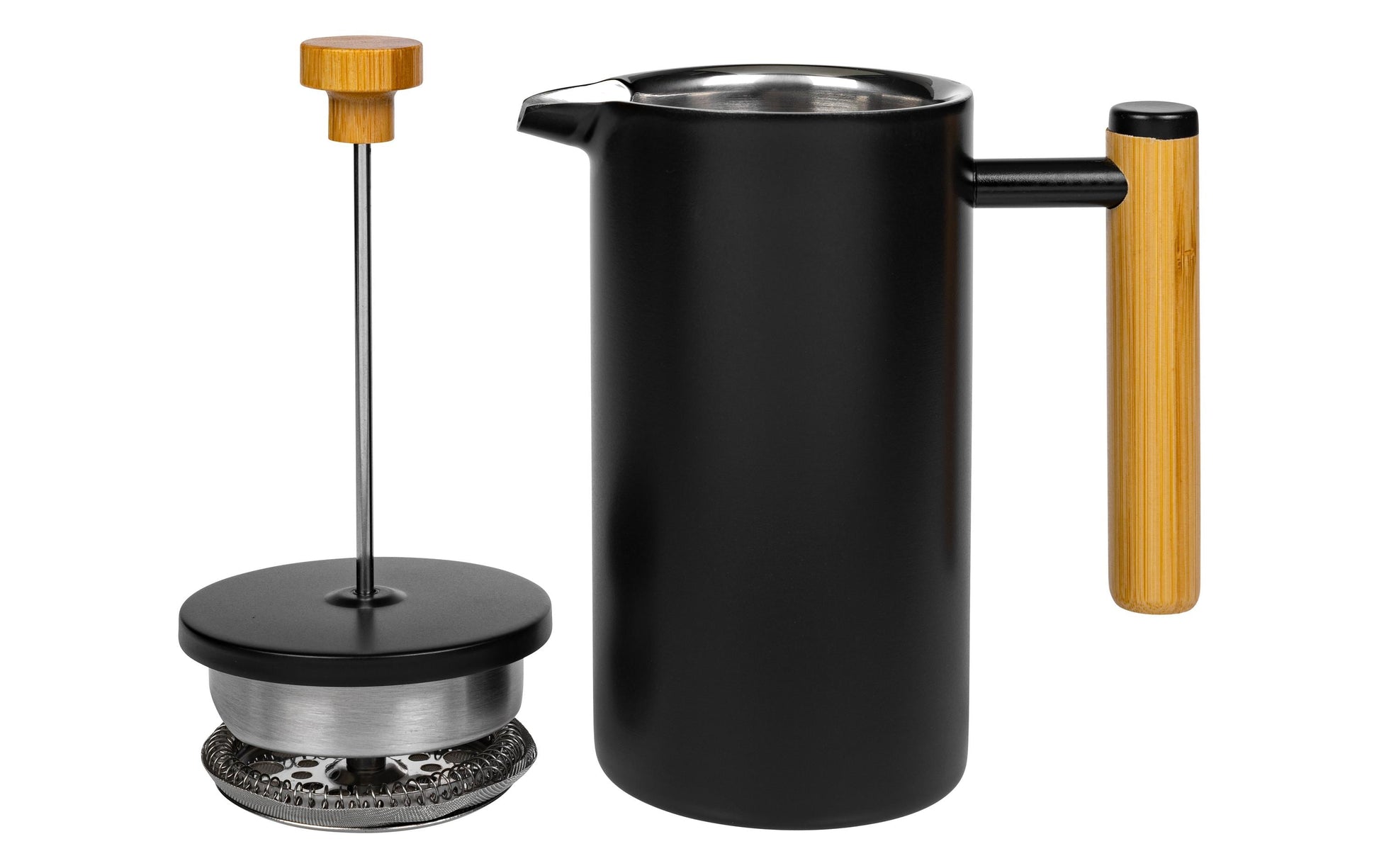 Furber. Furber F01673 French Press / Kaffeebereiter – 0,8 l, 6 Tassen, Edelstahl/Bambus