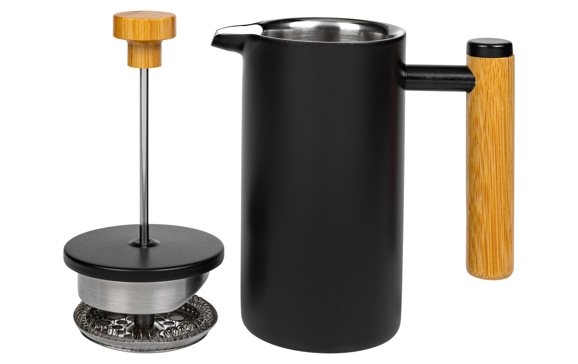 Furber. Furber French Press / Kaffeebereiter – 0,4 l, 3 Tassen, Edelstahl/Bambus
