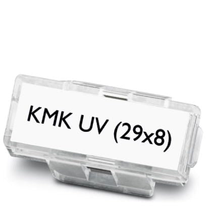 Phoenix Contact Kabelbeschriftung KMK UV (29X8) – 8 × 29 mm, Polyamid, Transparent, mit Befestigungsclip