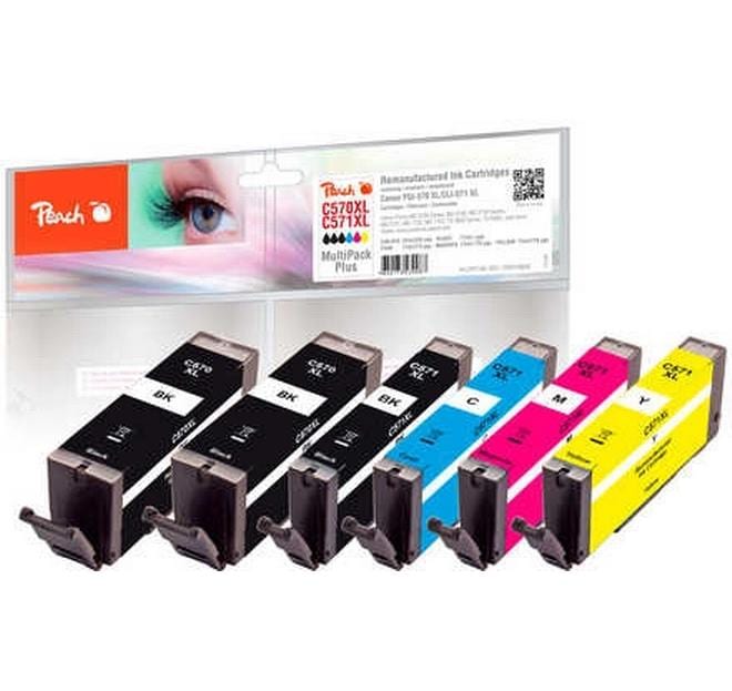 Peach Canon 570XL/571XL Multi-Pack-Plus – Tintenpatronen, Schwarz, Magenta, Gelb, Cyan, 11 ml