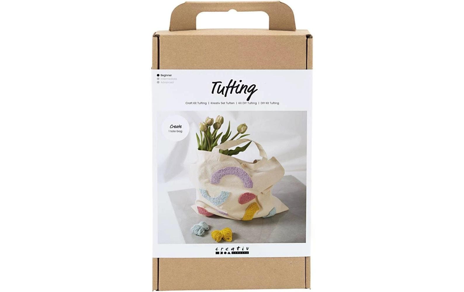 Creativ Company Bastelset Punch Needle – 7-teilig, inkl. Pinsel, Stoff, Nähnadel, Garn – ab 10 Jahren