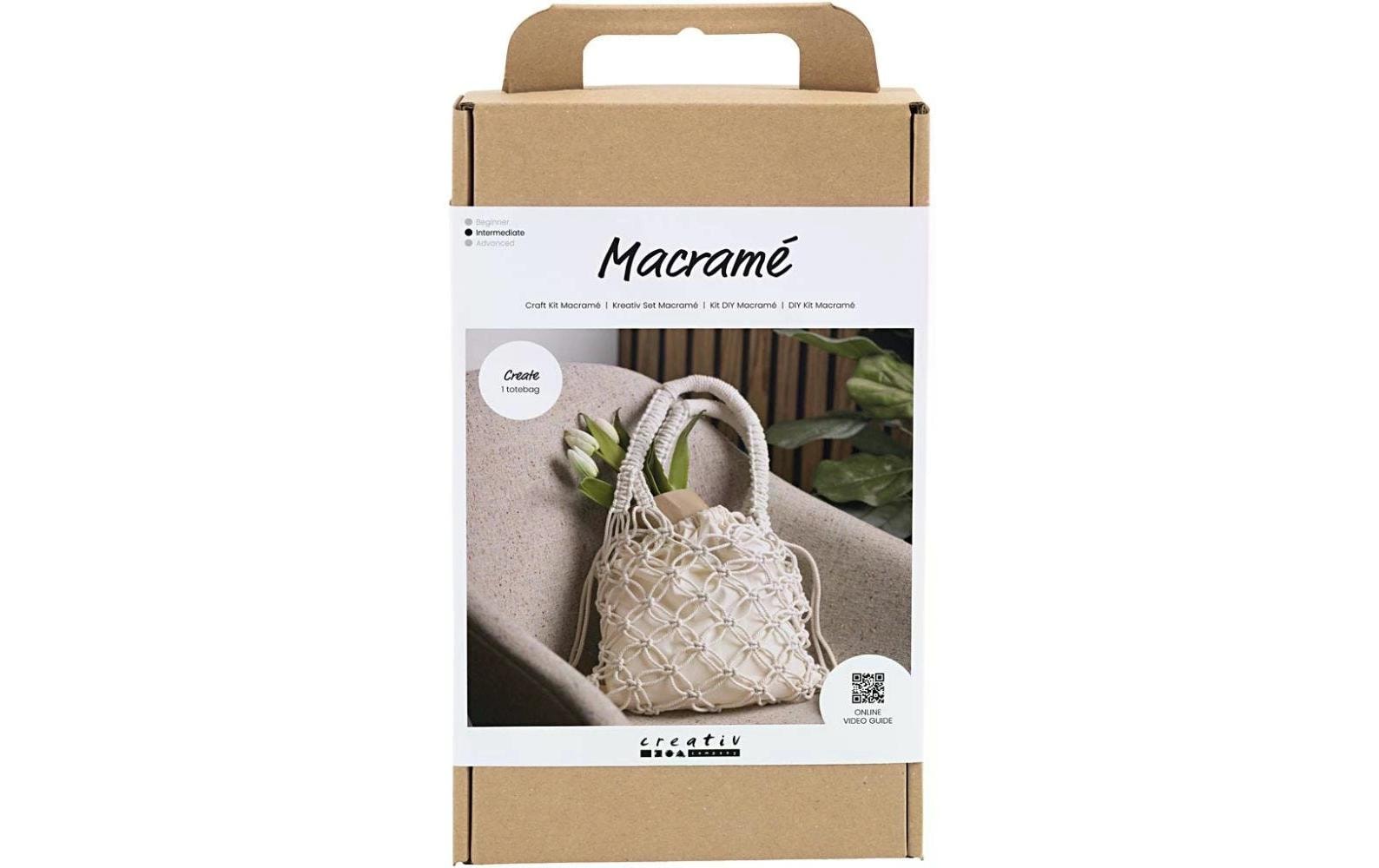 Creativ Company Makramee-Set Tasche, Weiss – 2-teilig – ab 6 Jahren