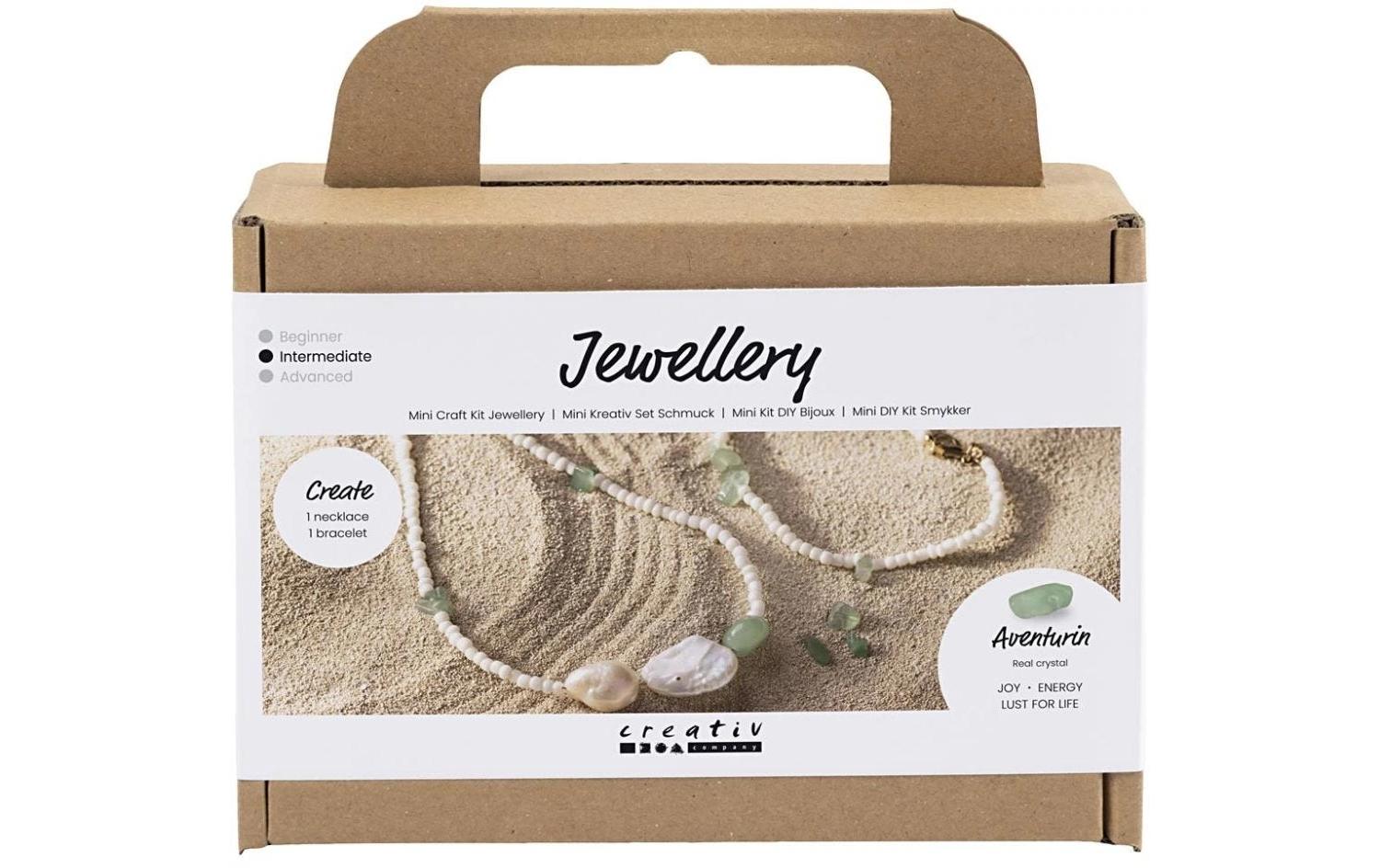 Creativ Company Schmuck-Bastelset – mit Kristallen – Grün/Weiss – ab 10 Jahren