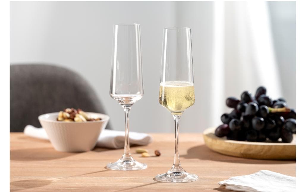 LEONARDO Paladino Sektglas – 0,22 l, Kristallglas, transparent, spülmaschinenfest, bruchfest, 6 Stück