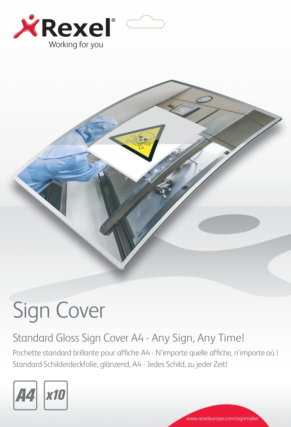 Rexel Schilderfolie Sign Cover A4, glänzend – für Rexel SignMaker, 10 Stk.