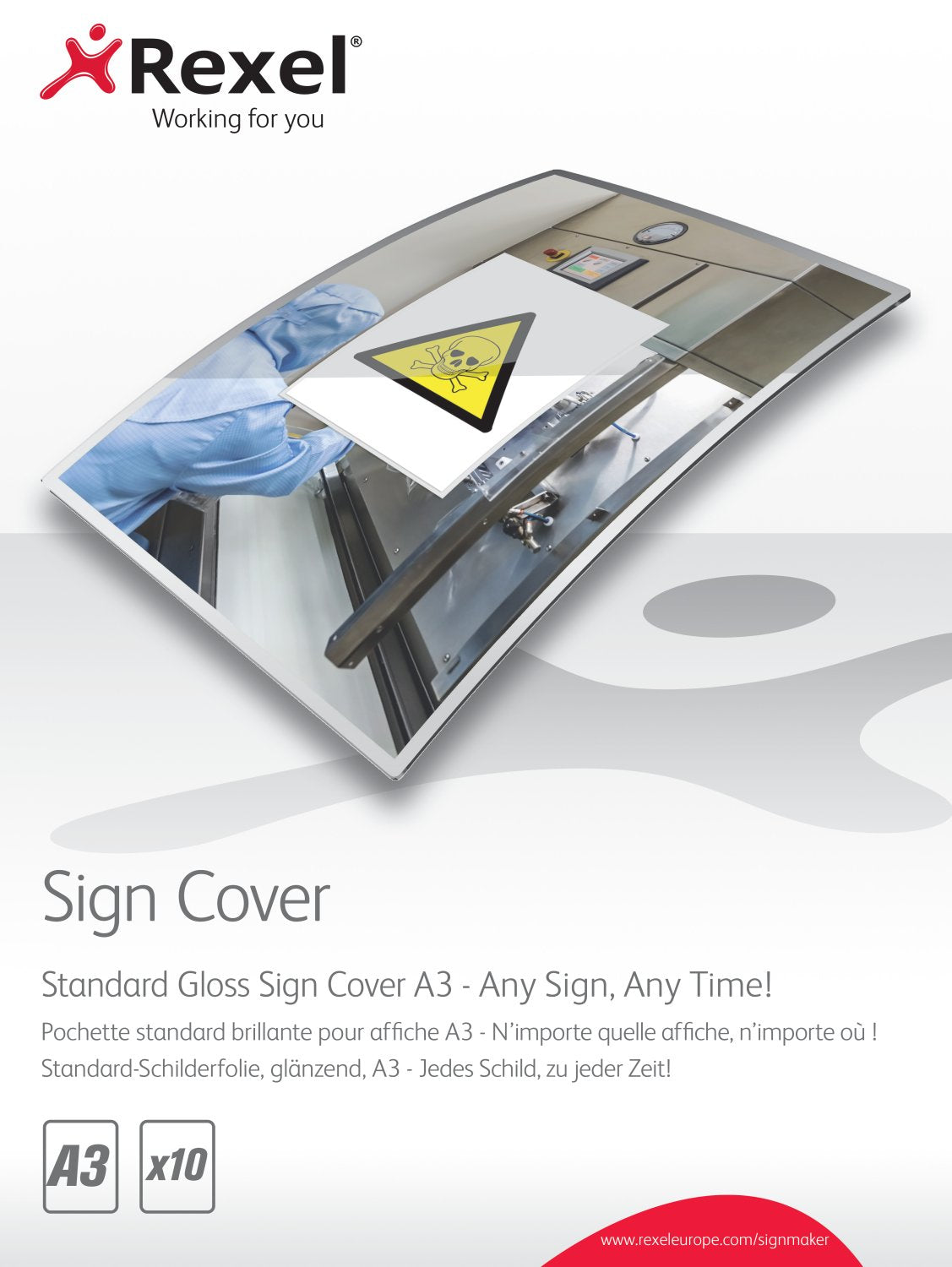 Rexel Schilderfolie Sign Cover A3, glänzend – für Rexel SignMaker, 10 Stk.