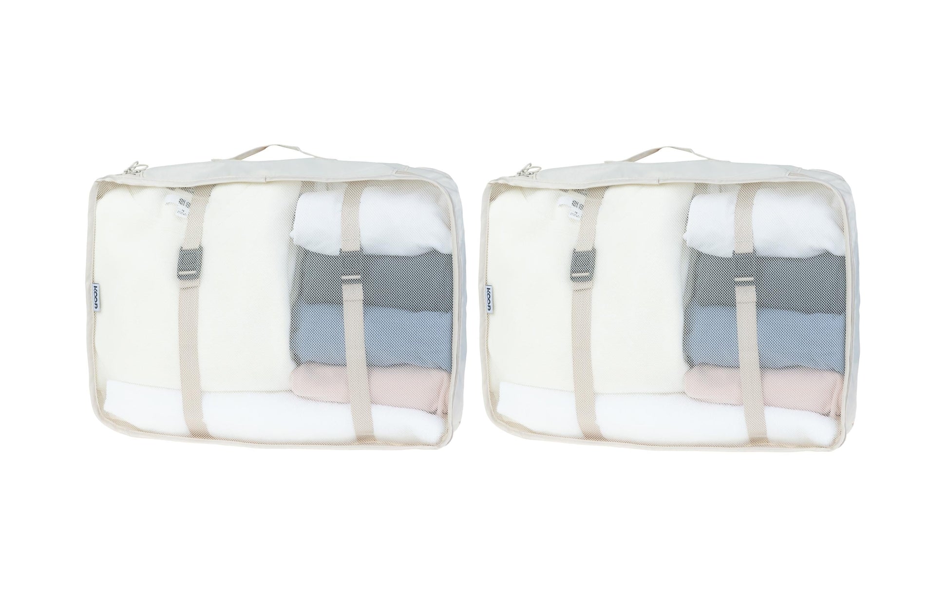 KOOR Packhilfen-Set – mit Reissverschluss, Tragegriff – 40×12×30 cm, 14 l – beige, Polyester – 2 Stk.