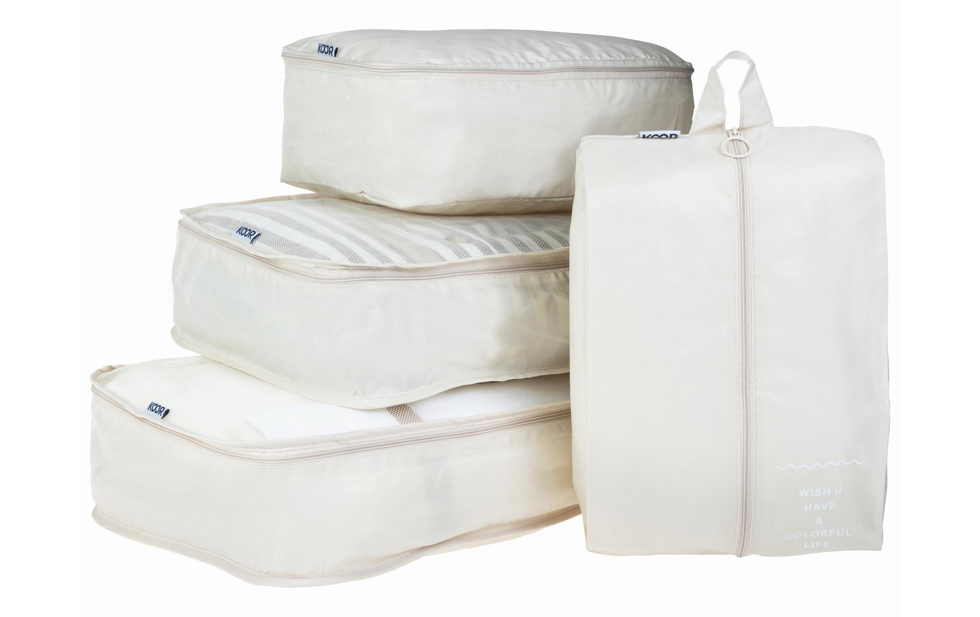 Koor Packhilfen-Set Reesa – 37 l – 40×30×12, 33×28×12, 28×20×12, 42×28×14 cm – beige