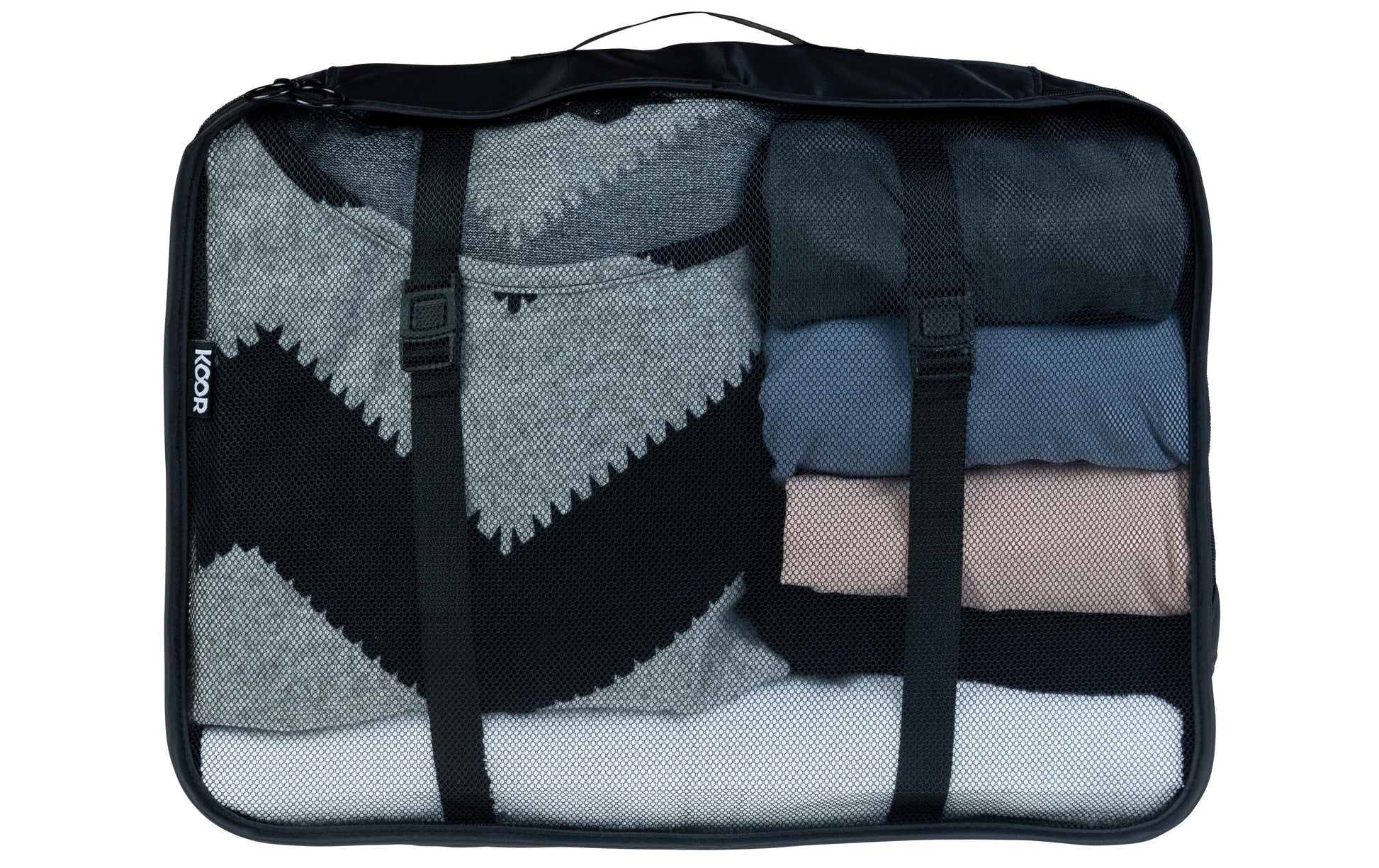 KOOR Packhilfen-Set Reesa XL – 40 × 30 × 12 cm, 14 l – schwarz, Polyester – 2-teilig