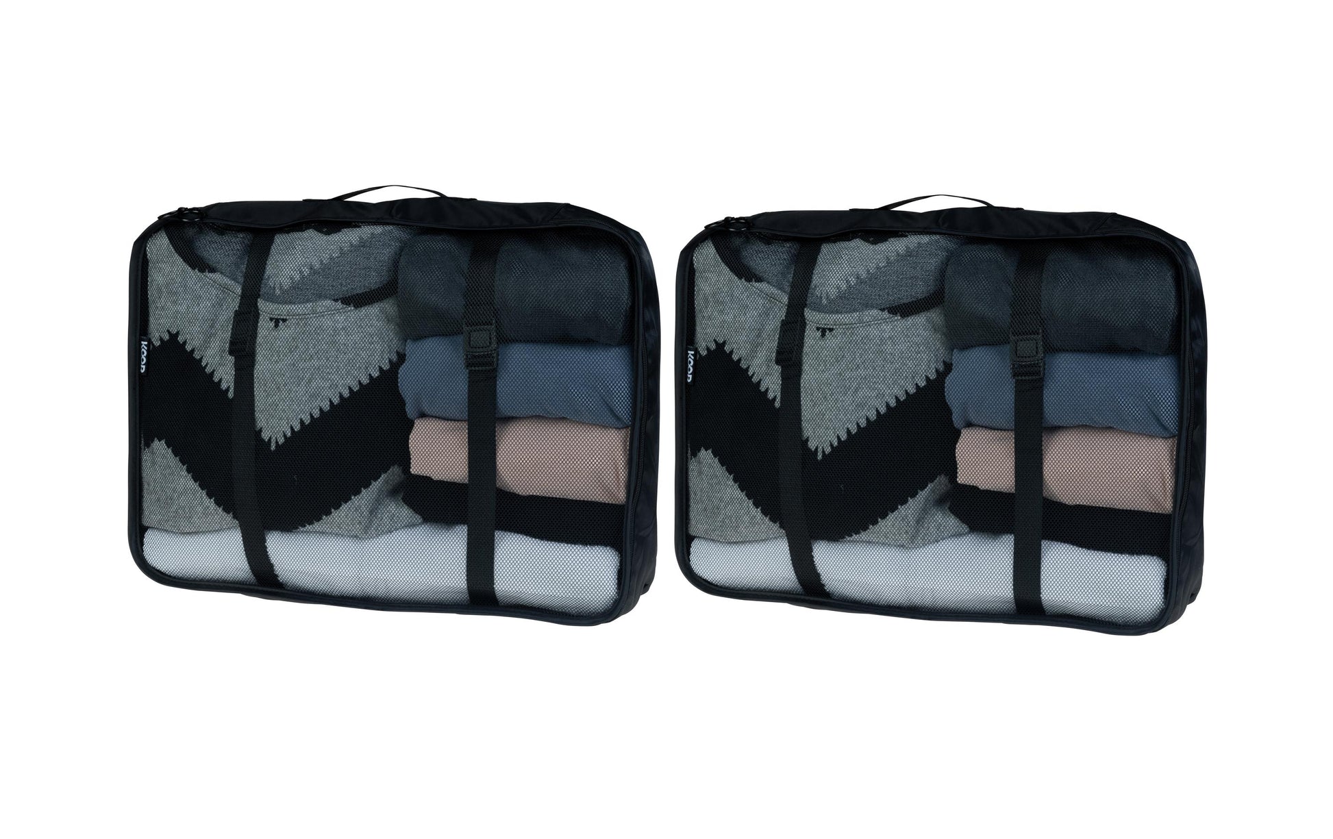 KOOR Packhilfen-Set Reesa XL – 40 × 30 × 12 cm, 14 l – schwarz, Polyester – 2-teilig