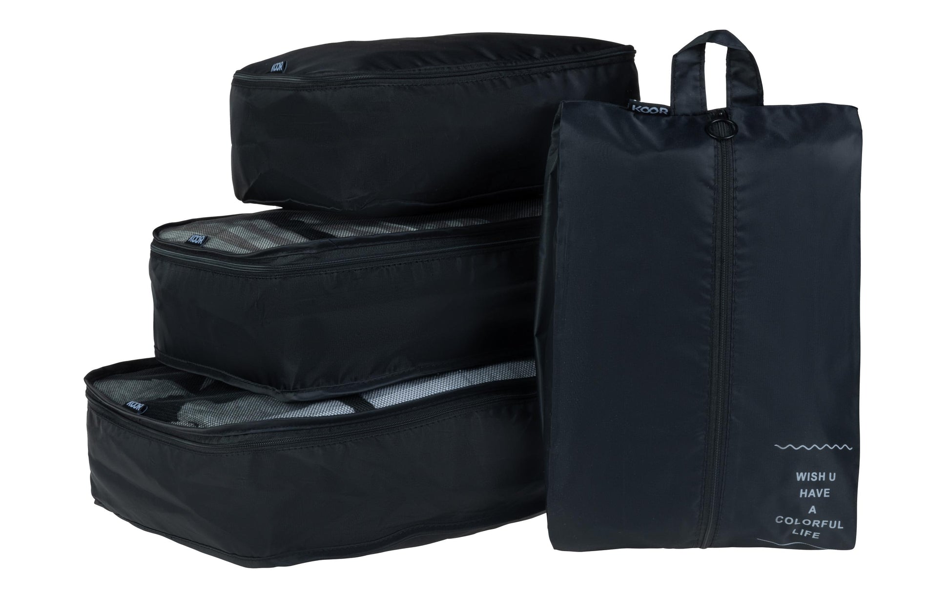 KOOR Organizer-Set Reesa – 37 l – schwarz, Polyester – 4 Stk.