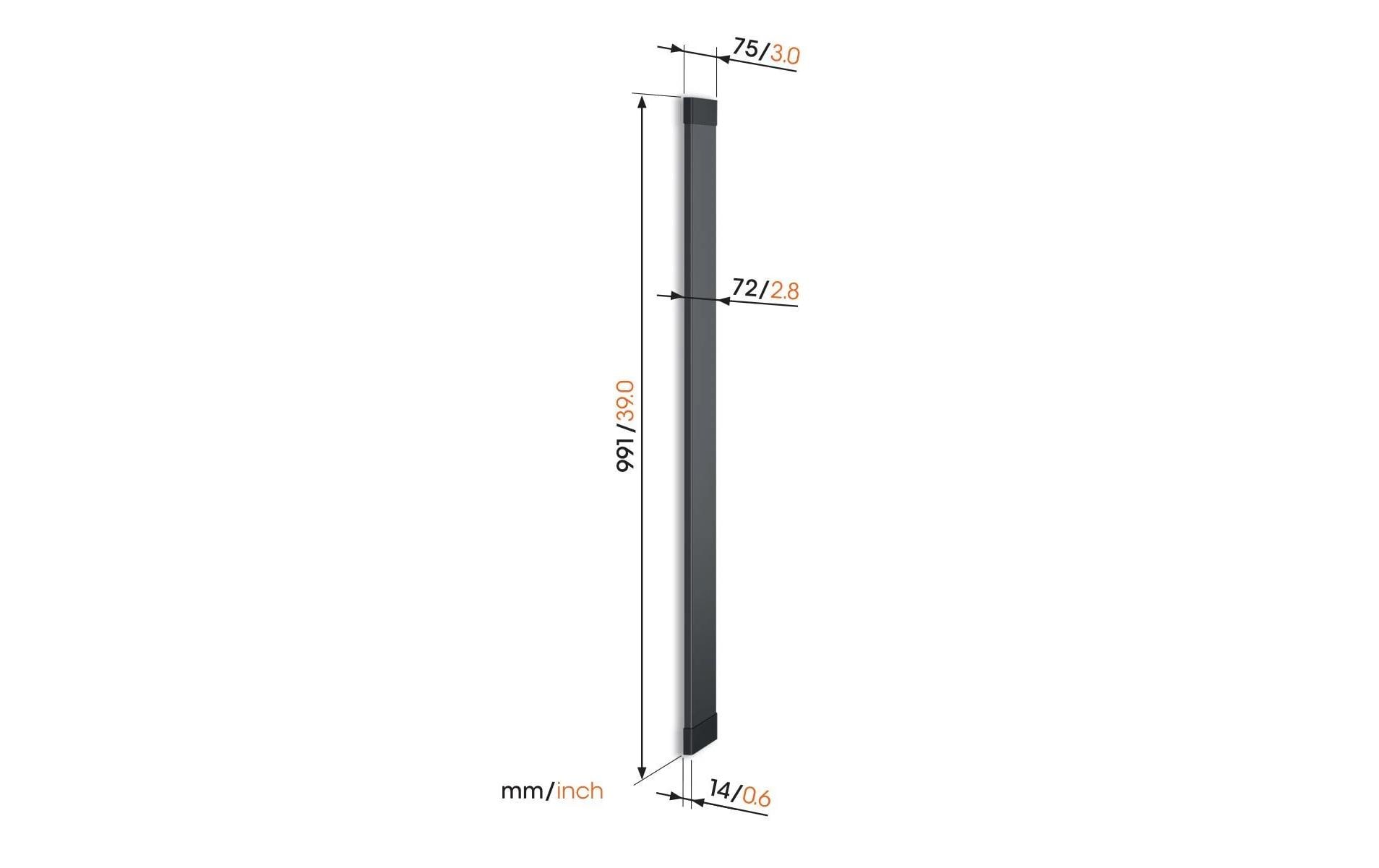Vogel's TVA7000B Wandkanal – 72 × 14 mm – 1 m – Aluminium – Schwarz, zuschneidbar
