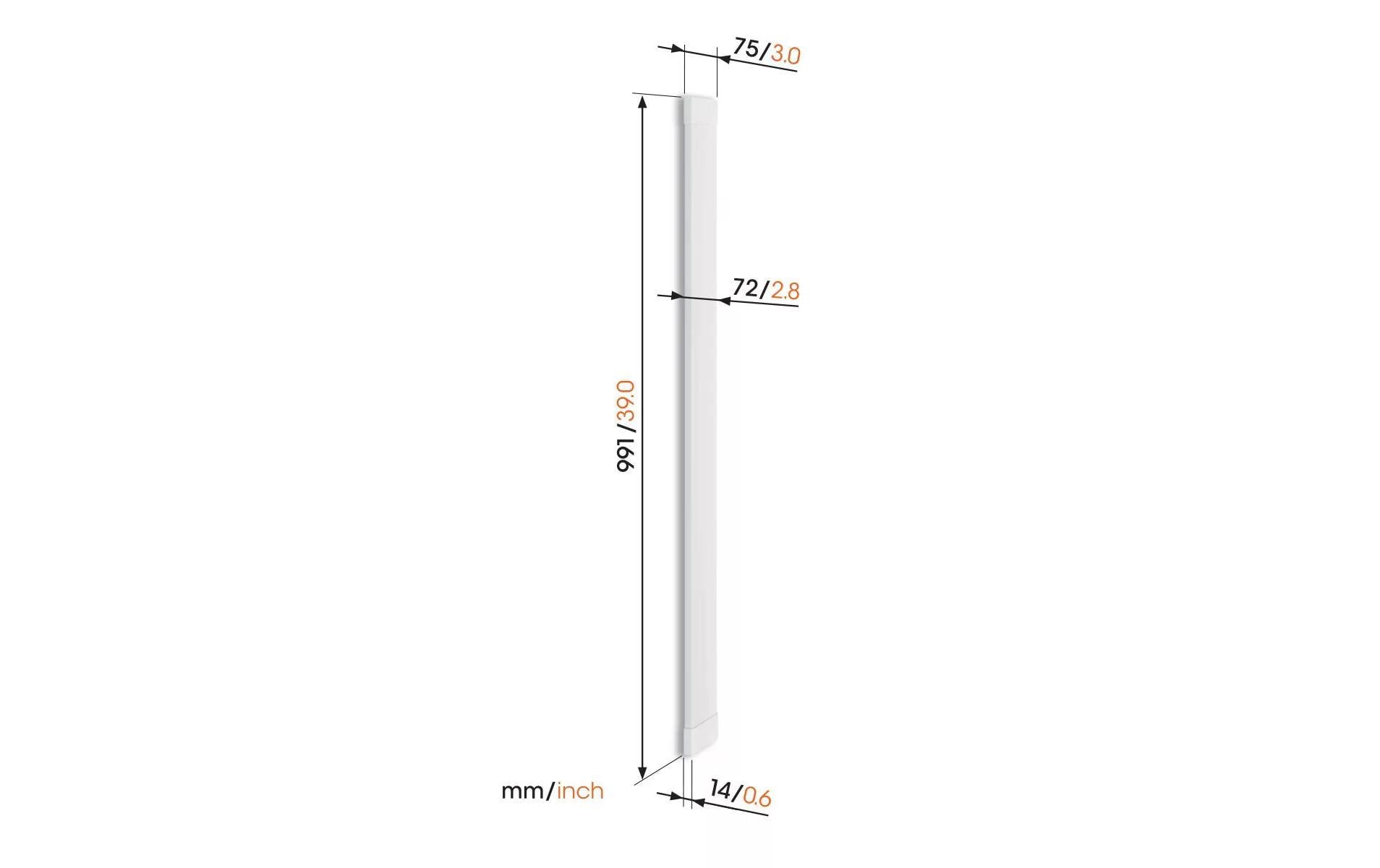 Vogel's TVA7000W Kabelkanal 72 × 14 mm – 1 m – zuschneidbar – weiss – Aluminium