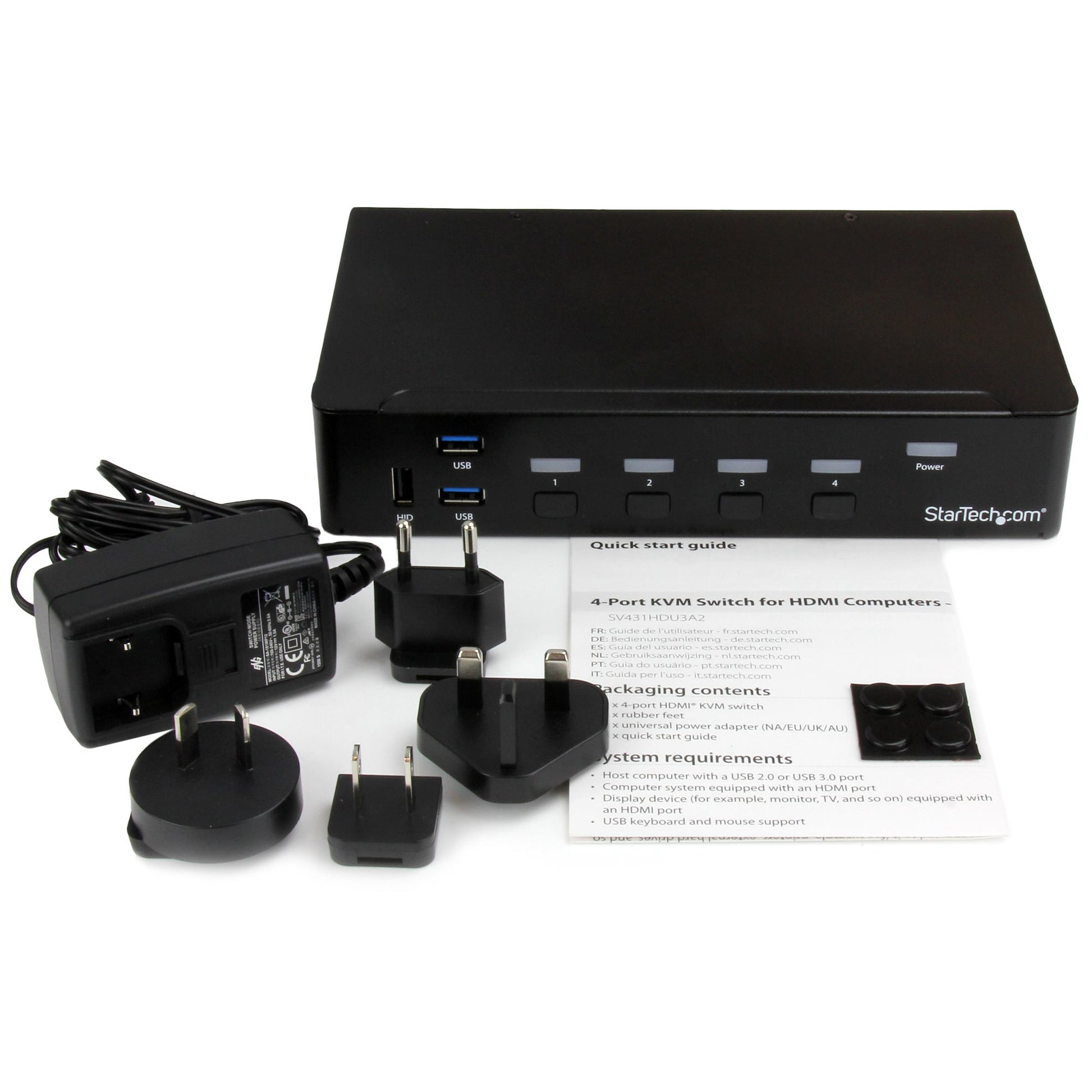 StarTech.com 4-Port HDMI KVM-Switch – 1920 × 1080, USB 3.0-Hub, Audio