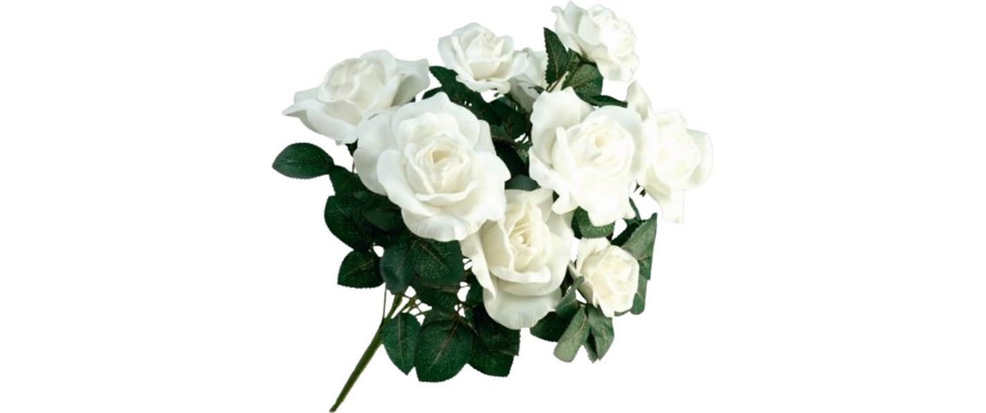 Dekomat AG Künstliche Blütenpflanze, Rose – Ø 24 × 43 cm – Kunstseide, Weiss