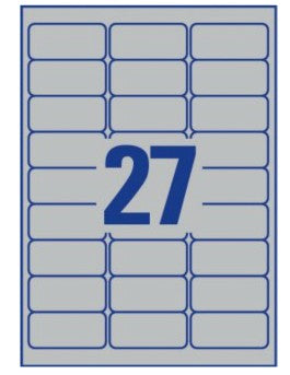 AVERY Zweckform L6011-100 – Etiketten A4 64 × 30 mm – silber – permanent haftend – 27 pro Blatt (2'700 Stk.)