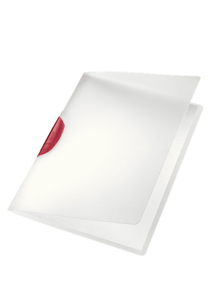 Leitz Klemmhefter Color Clip 41750025, für A4, 30 Blatt – rot/transparent