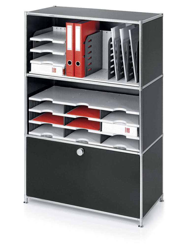 Styrodoc trio Aufbewahrungsbox A4+ – 9 Fächer, 723 × 223 × 331 mm, grau, Kunststoff (PS)