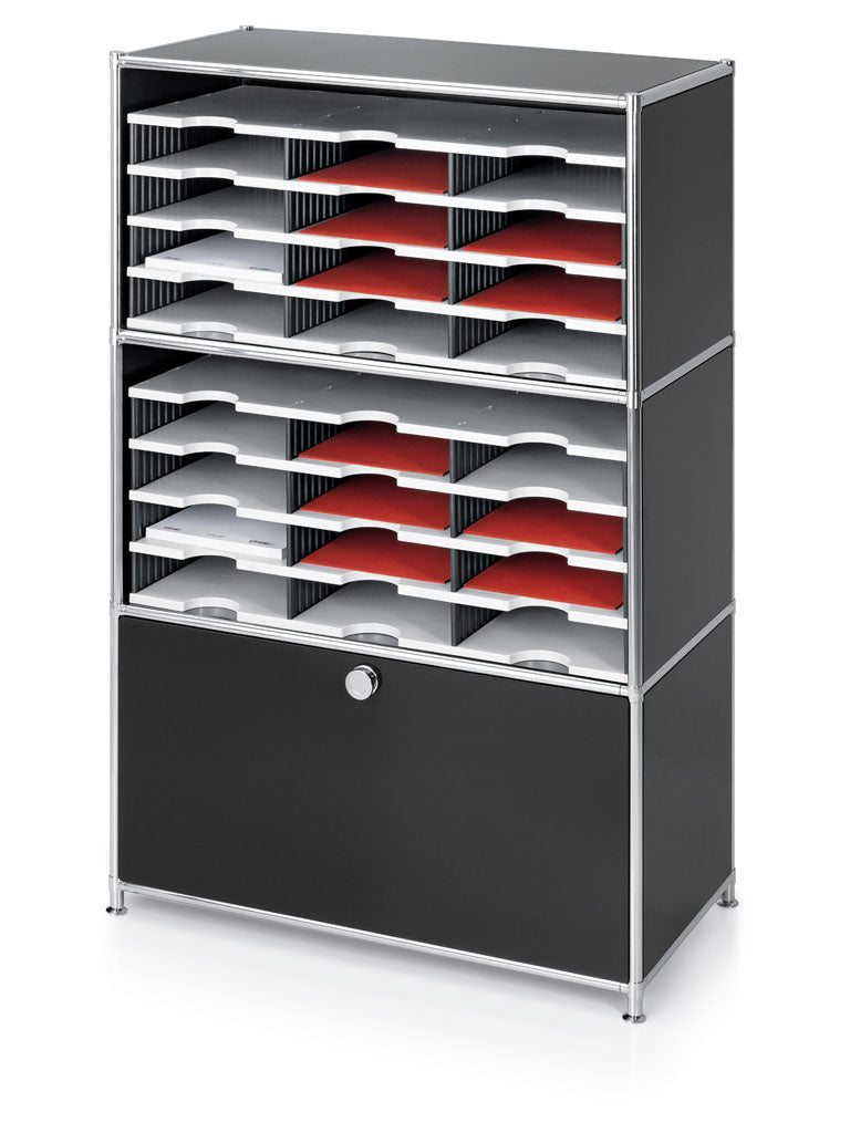 Styrodoc trio Aufbewahrungsbox A4+ – 9 Fächer, 723 × 223 × 331 mm, grau, Kunststoff (PS)