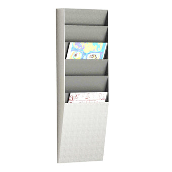 PaperFlow Wand-Sortiertafel, 6 Fächer, A4 Hochformat, Polystyrol, Grau, 83×236×712 mm