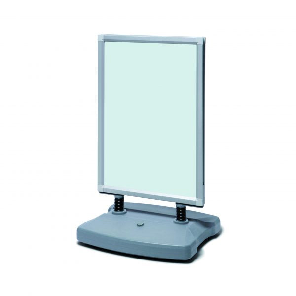 Franken Prospektständer TANK – für A1, mit Rollen, weiss/silber, Aluminium, 670×590×1123 mm