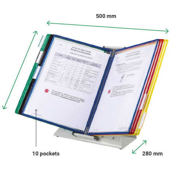 Tarifold Stehsammler – für Format A4, Metall, mehrfarbig, mit 20 Display-Panels